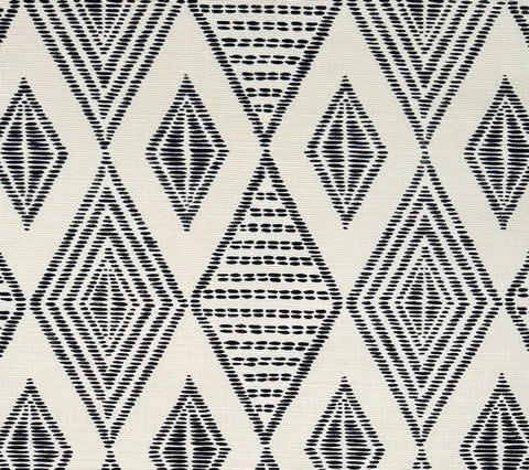 Alan Campbell Fabric: Safari Embroidery - Black on Tinted Belgian Linen / Cotton