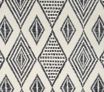 Alan Campbell Fabric: Safari Embroidery - Black on Tinted Belgian Linen / Cotton