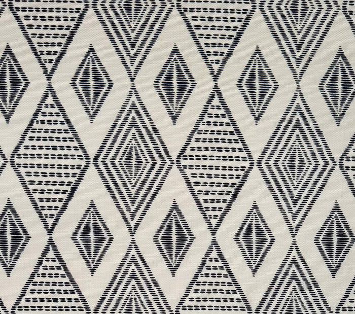 Alan Campbell Fabric: Safari Embroidery - Black on Tinted Belgian Linen / Cotton