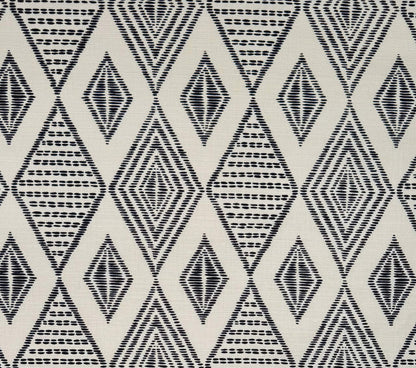 Alan Campbell Fabric: Safari Embroidery - Black on Tinted Belgian Linen / Cotton