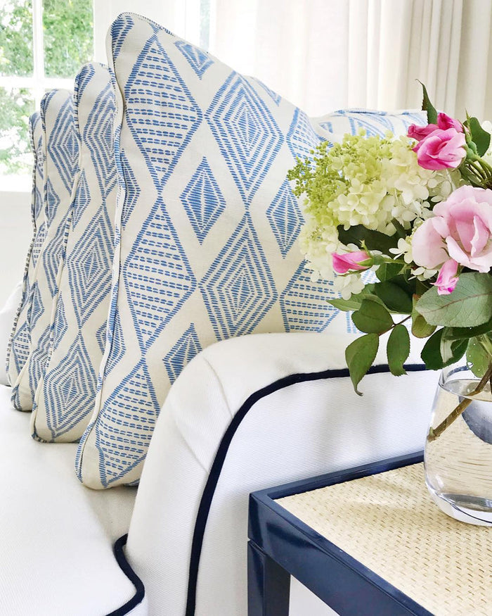 Alan Campbell Fabric: Safari Embroidery - Custom Terracotta on Tinted Belgian Linen / Cotton