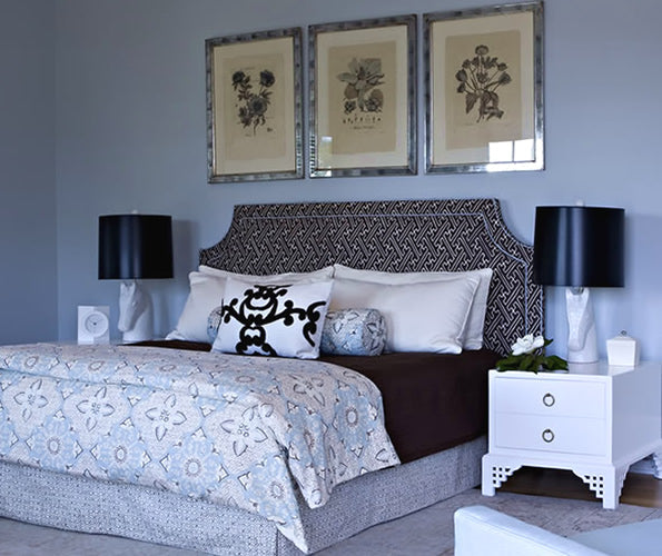 Alan Campbell Fabric: Saya Gata - Custom Black on White Belgian Linen / Cotton