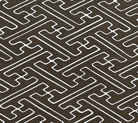 Alan Campbell Fabric: Saya Gata - Custom Brown on Tinted Belgian Linen / Cotton