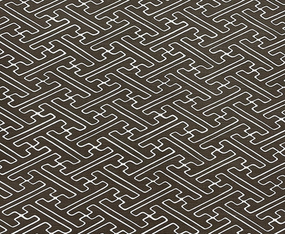 Alan Campbell Fabric: Saya Gata - Custom Brown on Tinted Belgian Linen / Cotton