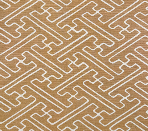 Alan Campbell Fabric: Saya Gata - Custom Camel on Tinted Belgian Linen / Cotton