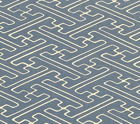 Alan Campbell Fabric: Saya Gata - French Blue on Tinted Belgian Linen / Cotton