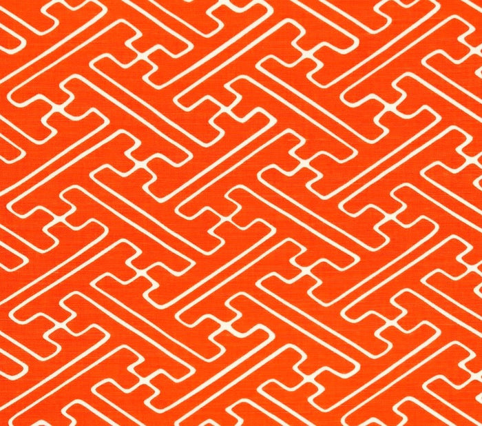 Alan Campbell Fabric: Saya Gata - Orange on Light Tinted Belgian Linen / Cotton