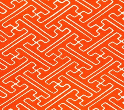 Alan Campbell Fabric: Saya Gata - Orange on Light Tinted Belgian Linen / Cotton