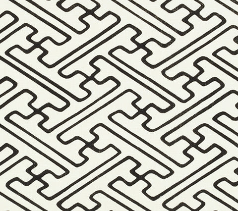 Alan Campbell Fabric: Saya Gata Lines - Custom Black on Oyster Heavy Linen