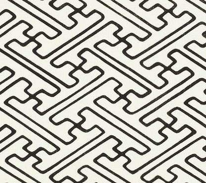 Alan Campbell Fabric: Saya Gata Lines - Custom Black on Oyster Heavy Linen
