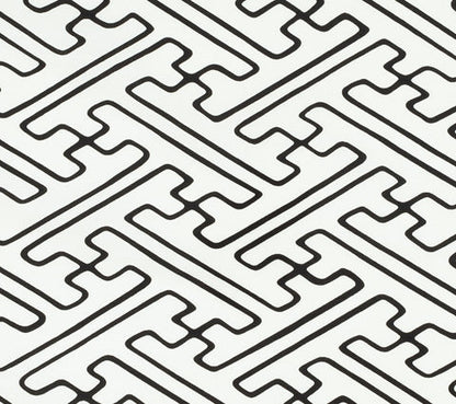 Alan Campbell Fabric: Saya Gata Lines - Custom Black on White Belgian Linen / Cotton