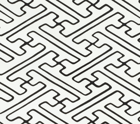 Alan Campbell Fabric: Saya Gata Lines - Custom Black on White Belgian Linen / Cotton