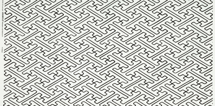 Alan Campbell Fabric: Saya Gata Lines - Custom Black on White Belgian Linen / Cotton