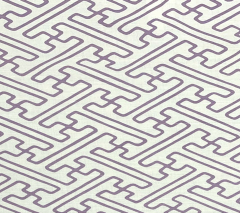 Alan Campbell Fabric: Saya Gata Lines - Custom Lavender Lines on White Belgian Linen / Cotton