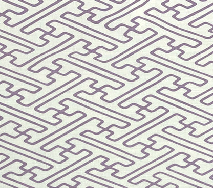 Alan Campbell Fabric: Saya Gata Lines - Custom Lavender Lines on White Belgian Linen / Cotton