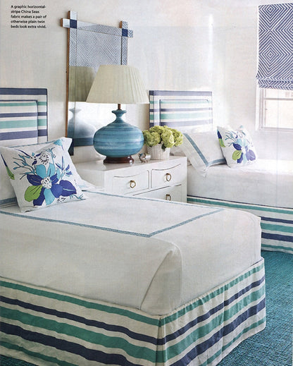 Alan Campbell Fabric: Silvio Small Scale - Jungle Green on Tinted Belgian Linen