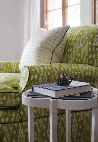 Alan Campbell Fabric: Soho Vertical - Custom Camel / Brown on White Belgian Linen / Cotton