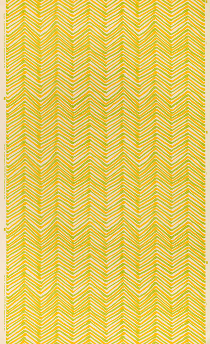 Alan Campbell Fabric: Zig Zag Multicolor - Custom Lime / Yellow on Vellum Suncloth