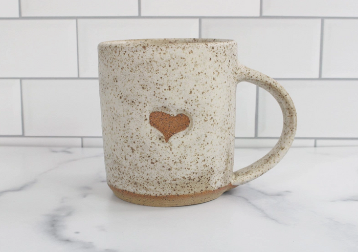 All We Need Is Love Mug - Handmade Speckled Ceramic Heart