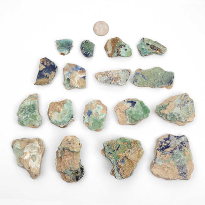 Aragonite w/ Azurite - Blue, Rough