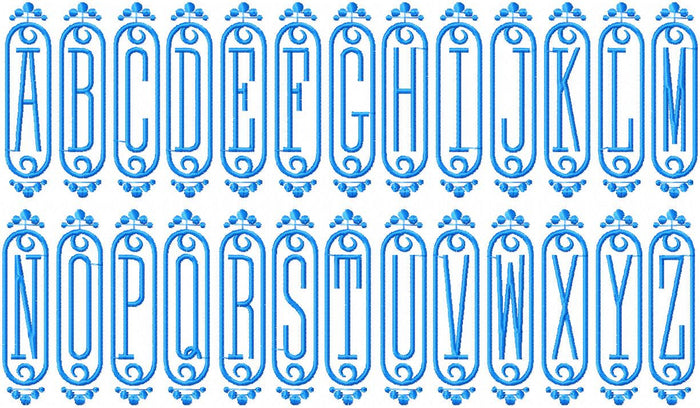 Monogram alphabet machine embroidery