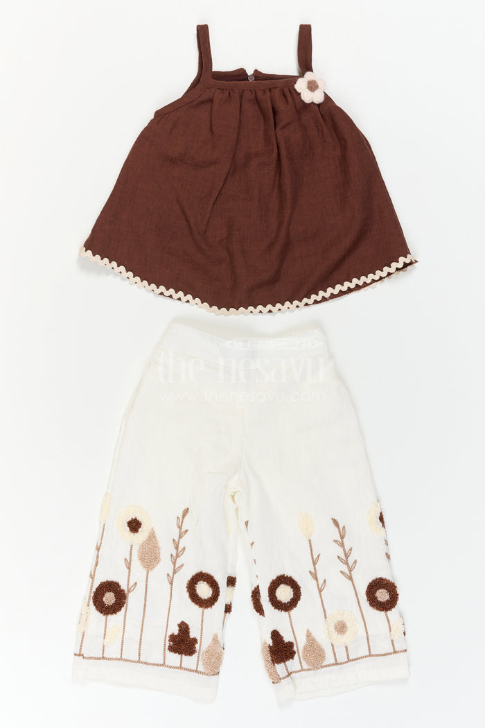 The Nesavu Girls Co-Ord Sets Baby Girl Embroidered Co Ord Outfit for Festive Playdates Nesavu Nesavu Baby Girl Embroidered Co Ord Outfit With Floral Thread Work For Festive Outings