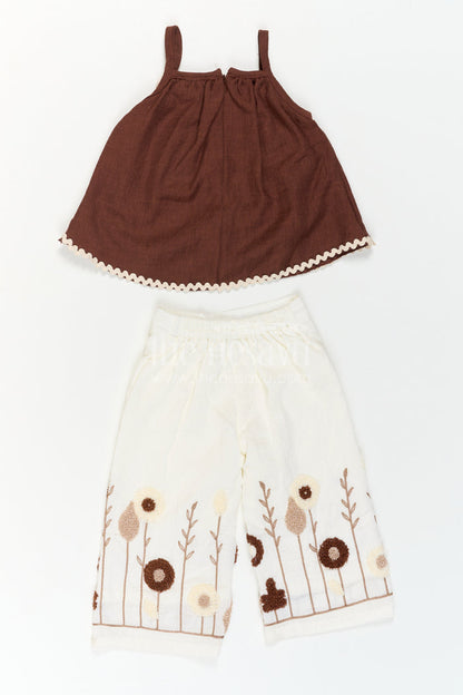 The Nesavu Girls Co-Ord Sets Baby Girl Embroidered Co Ord Outfit for Festive Playdates Nesavu Nesavu Baby Girl Embroidered Co Ord Outfit With Floral Thread Work For Festive Outings