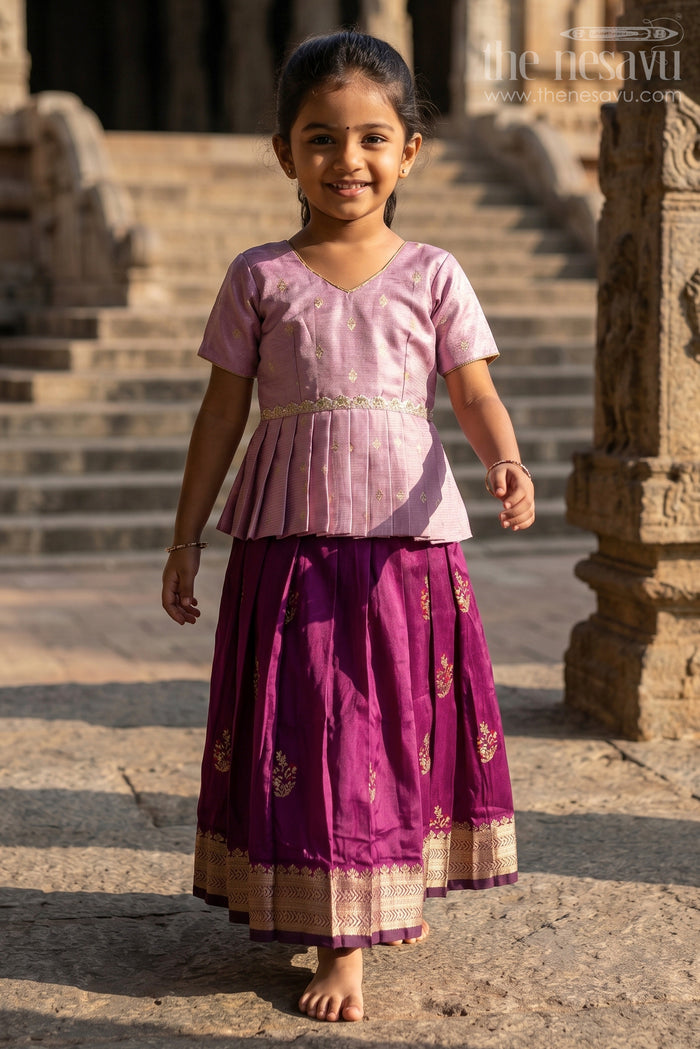 Baby Girl Pattu Pavadai for Traditional Functions and Weddings