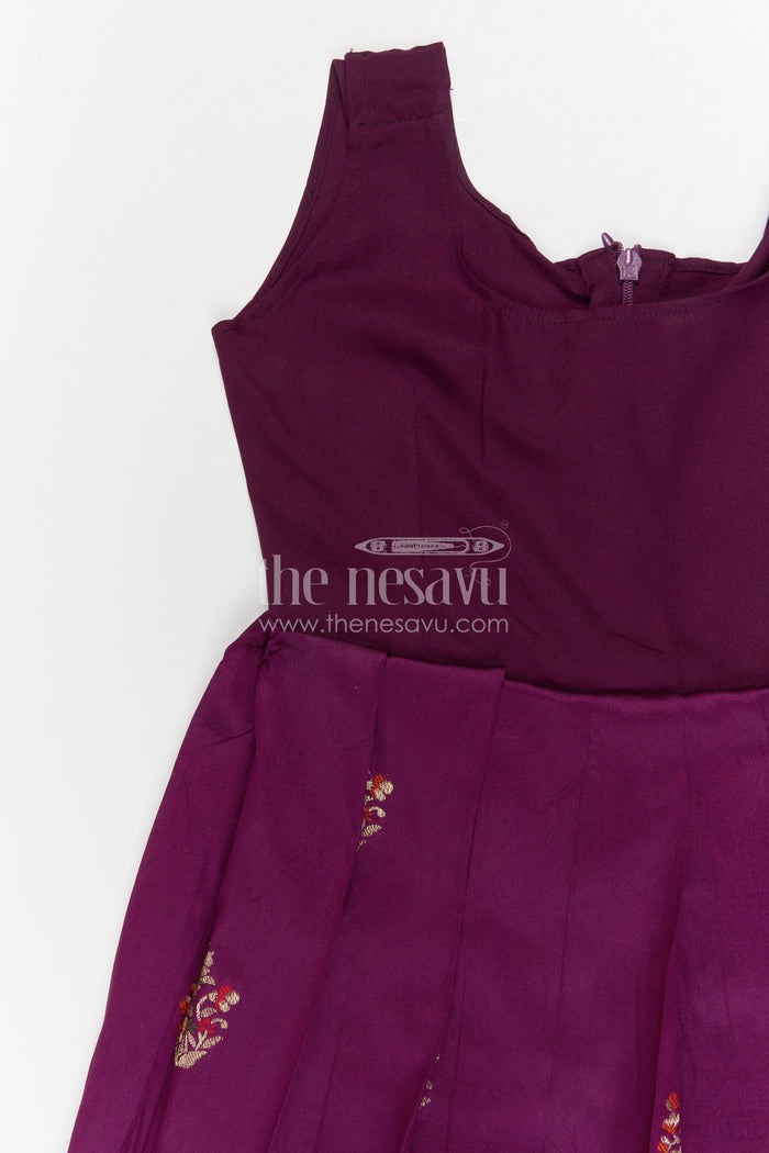 The Nesavu Pattu Pavadai Baby Girl Pattu Pavadai for Traditional Functions and Weddings Nesavu 20 (3Y) / Purple / Banarasi GPP373B-20 Nesavu baby girl pattu pavadai for weddings and festive occasions with Banaras art silk zari border