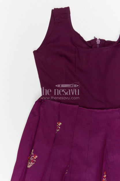 The Nesavu Pattu Pavadai Baby Girl Pattu Pavadai for Traditional Functions and Weddings Nesavu 20 (3Y) / Purple / Banarasi GPP373B-20 Nesavu baby girl pattu pavadai for weddings and festive occasions with Banaras art silk zari border