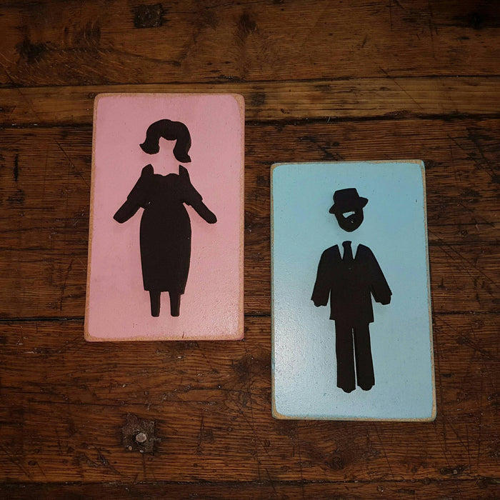 bathroom signs mens and womans bathrrom decor