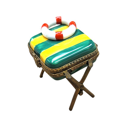 Life Saver Seat Bench Figurine Porcelain Limoges beach ocean French Trinket Box