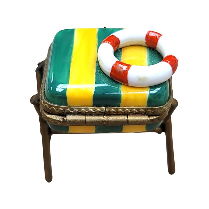 Life Saver Seat Bench Figurine Porcelain Limoges beach ocean French Trinket Box