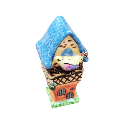Blue Roof Bird House Limoges Box Porcelain Limoges birds garden French Trinket Box