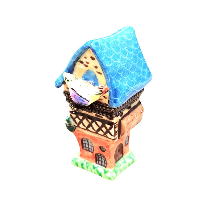 Blue Roof Bird House Limoges Box Porcelain Limoges birds garden French Trinket Box