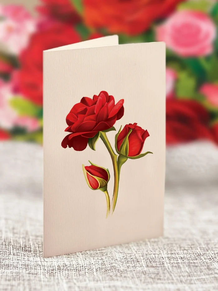 Blooming Roses Flower Bouquet Pop-Up Card