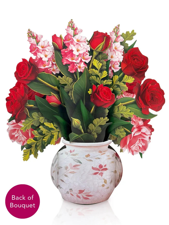 Blooming Roses Flower Bouquet Pop-Up Card