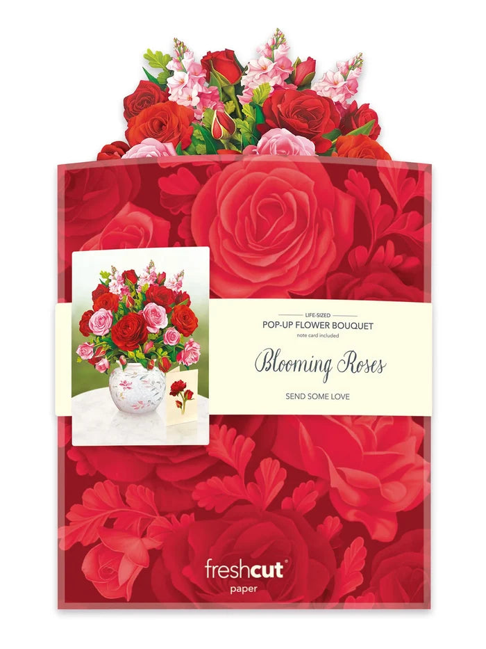 Blooming Roses Flower Bouquet Pop-Up Card