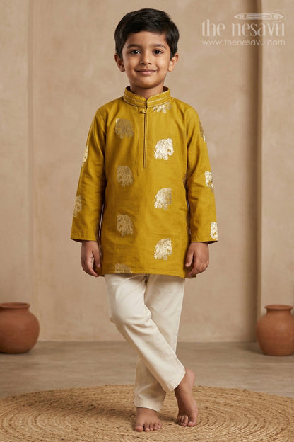 Boys Silk Kurta Set for Festive Celebrations and Family Gatherings