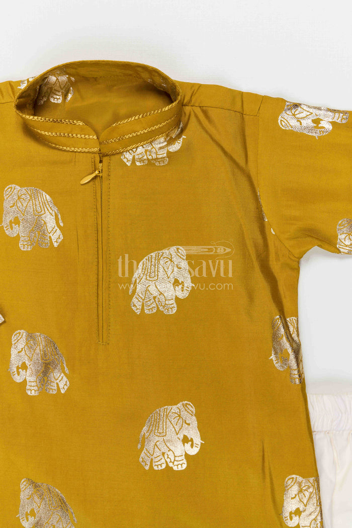 The Nesavu Boys Kurtha Set Boys Silk Kurta Set for Festive Celebrations and Family Gatherings Nesavu Nesavu boys silk blend kurta set for festive celebrations and traditional occasions