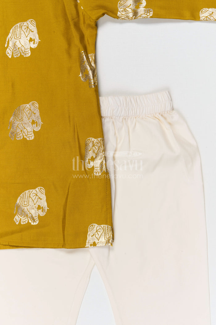 The Nesavu Boys Kurtha Set Boys Silk Kurta Set for Festive Celebrations and Family Gatherings Nesavu Nesavu boys silk blend kurta set for festive celebrations and traditional occasions