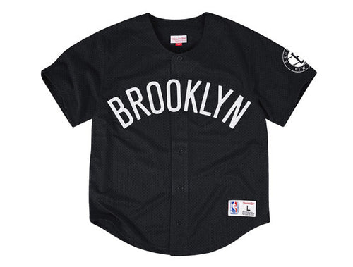BROOKLYN NETS NBA Mesh Button Jersey (BLack)