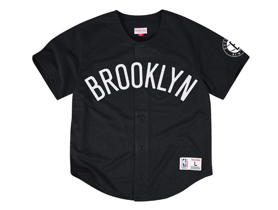 BROOKLYN NETS NBA Mesh Button Jersey (BLack)
