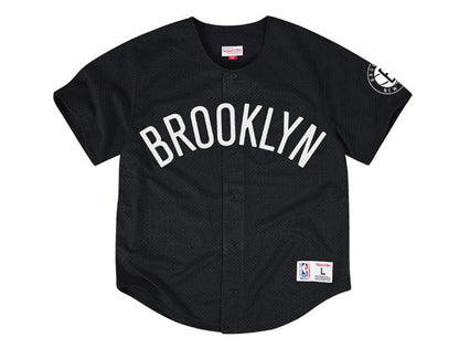 BROOKLYN NETS NBA Mesh Button Jersey (BLack)
