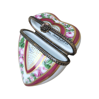 Burgundy Heart Porcelain Treasure Porcelain Limoges hearts LIMOGES BOXES French Trinket Box