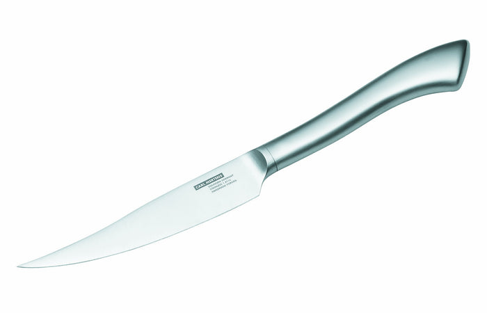 Stainless steel dressing knife on a white background