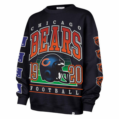 Chicago Bears 47 Brand Women's Fall Navy Go Big Oversized Crewneck Sweatshirt