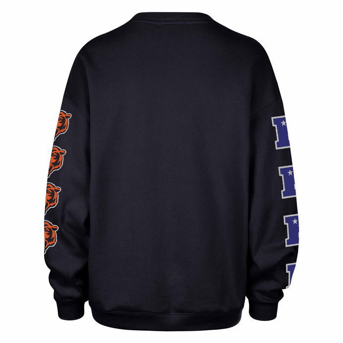 Chicago Bears 47 Brand Women's Fall Navy Go Big Oversized Crewneck Sweatshirt