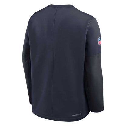 Chicago Bears Nike Midweight Navy Sideline Coach Crewneck Sweatshirt