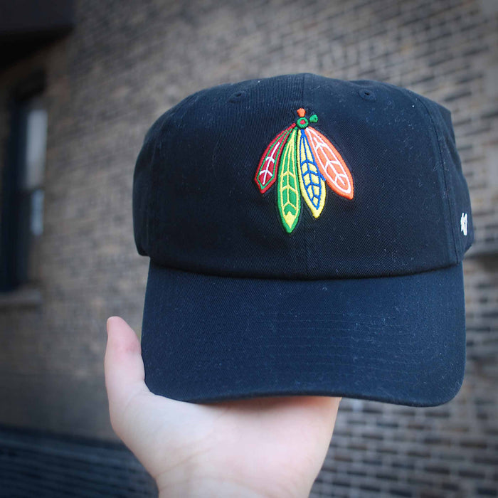 Chicago Blackhawks Black Indian Feathers Clean Up Adjustable Cap